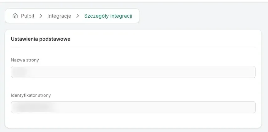 Messenger integration details: Page name and Page ID, read-only